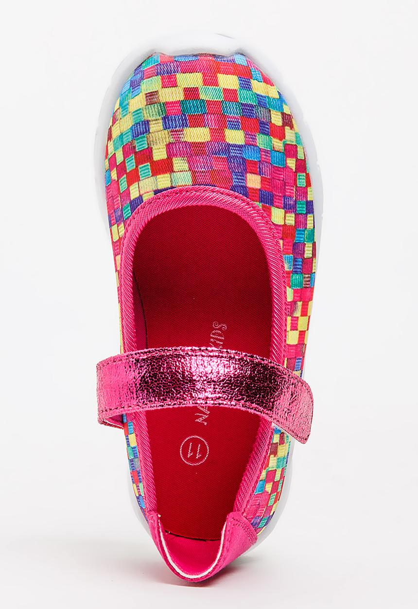 Foot Focus - Girls Sporty Pump Dark Pink