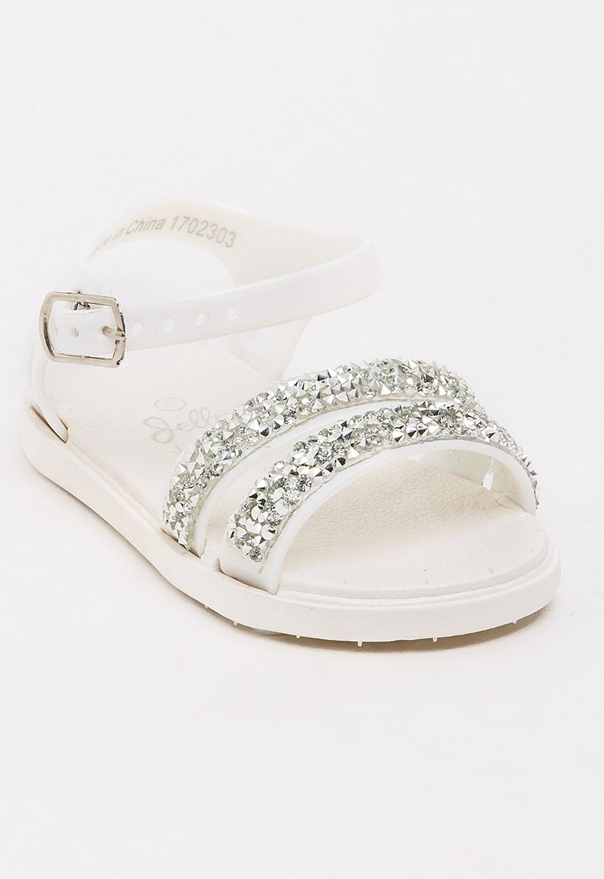 Foot Focus - Girls Glitter Sandal White