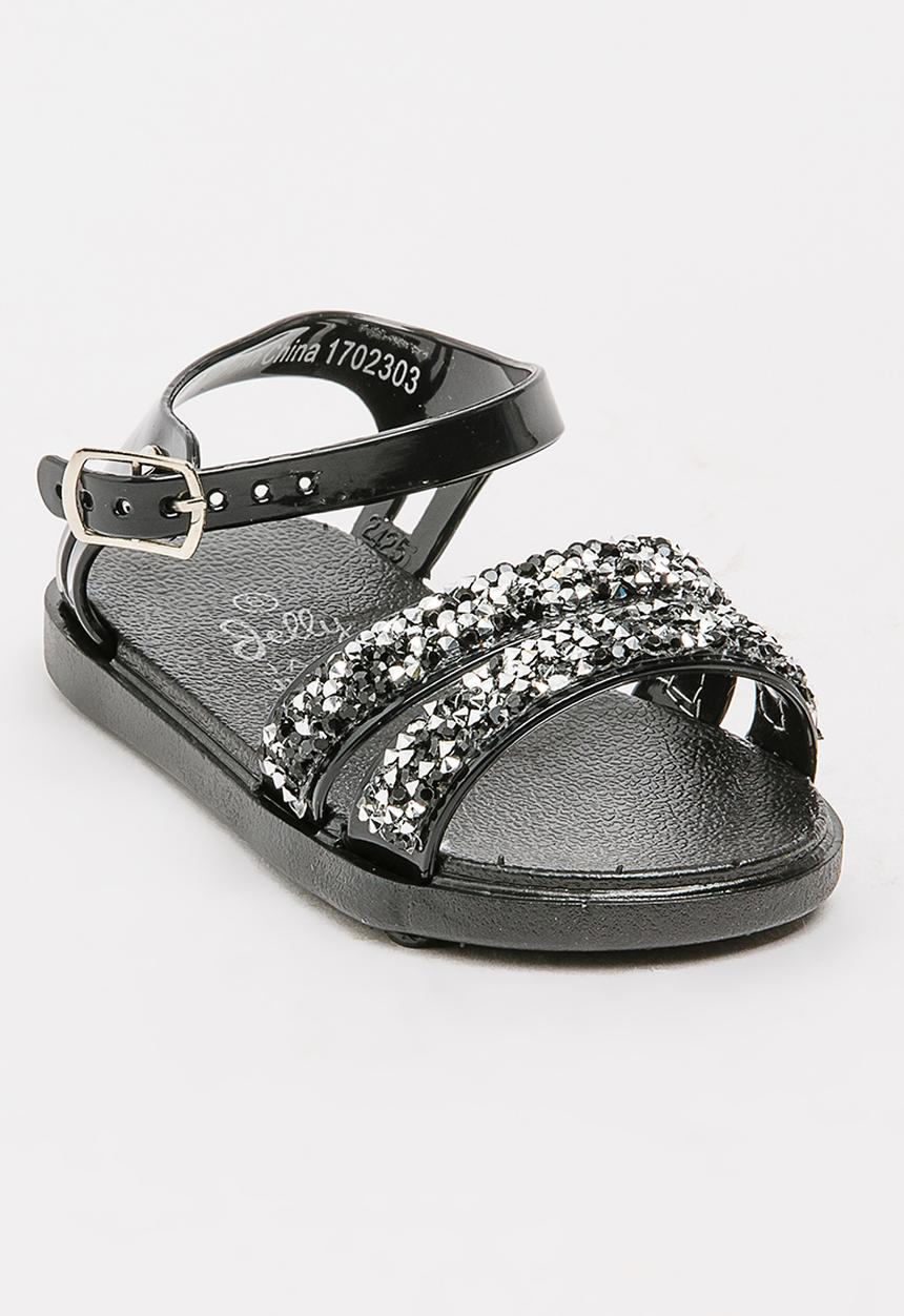 Foot Focus - Girls Glitter Sandal Black