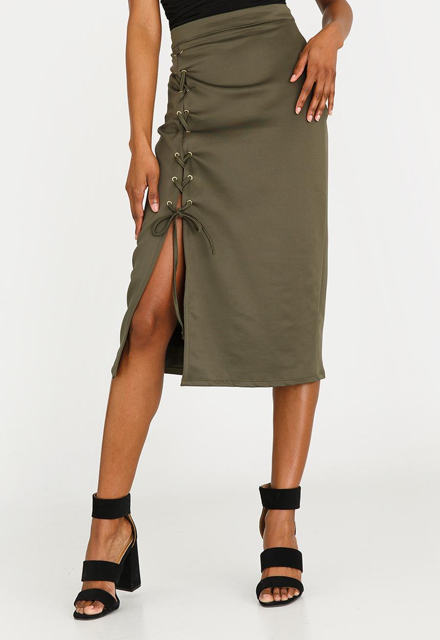 STYLE REPUBLIC - Lace-up Skirt Dark Green
