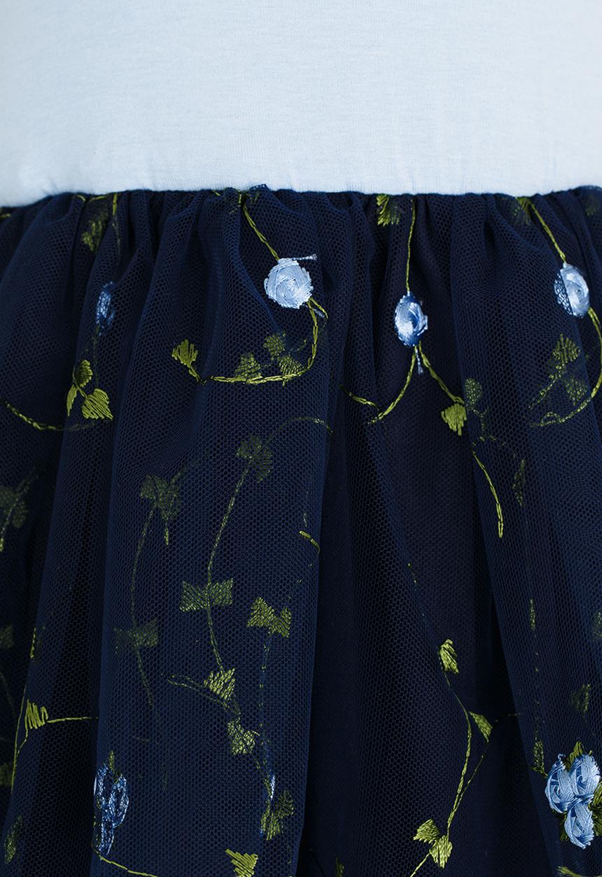 See-Saw - Embroidered Mesh Combo Dress Navy