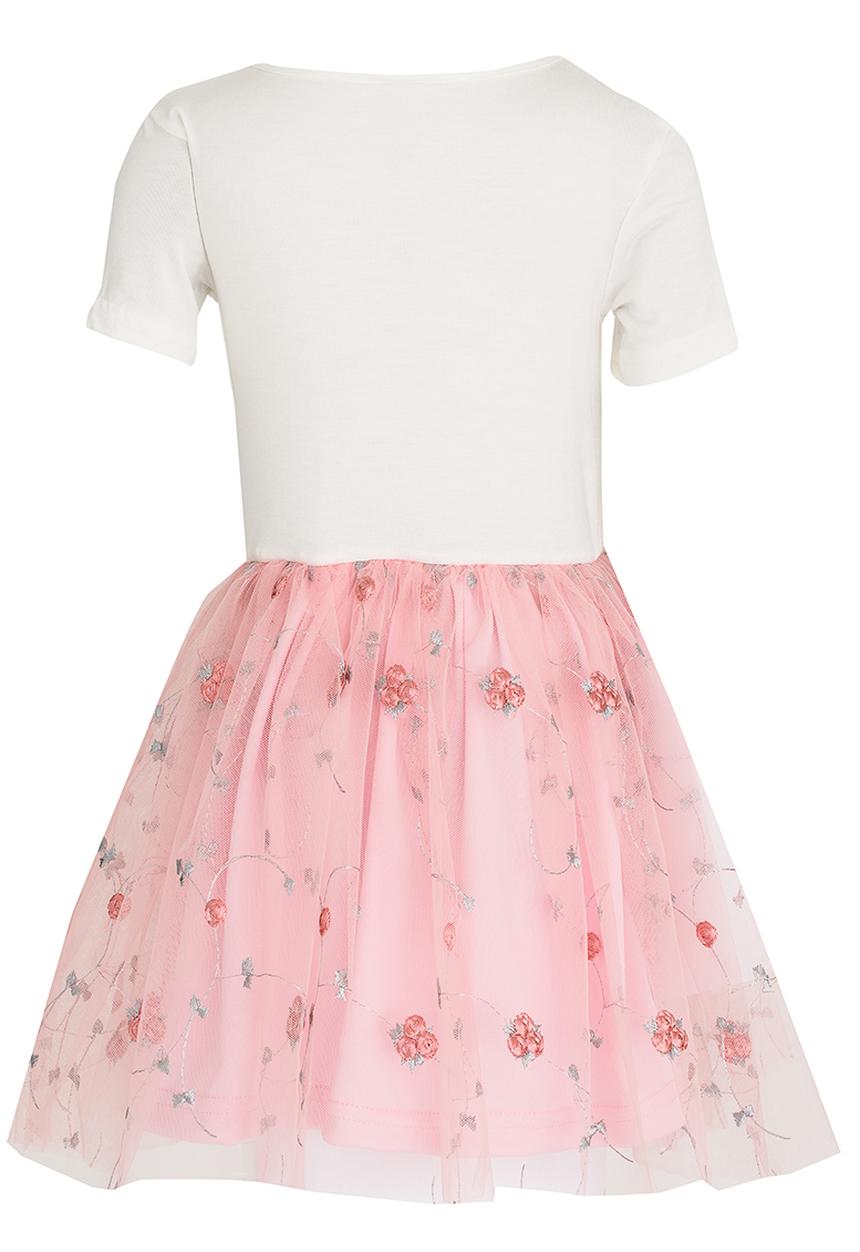 See-Saw - Embroidered Mesh Combo Dress Mid Pink
