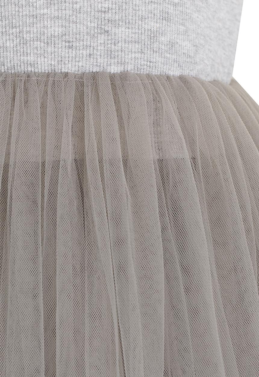Pop Candy - Girls Tulle Combo Dress Grey