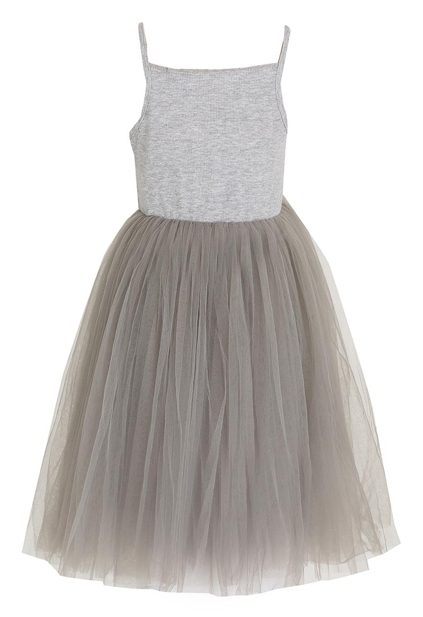 Pop Candy - Girls Tulle Combo Dress Grey