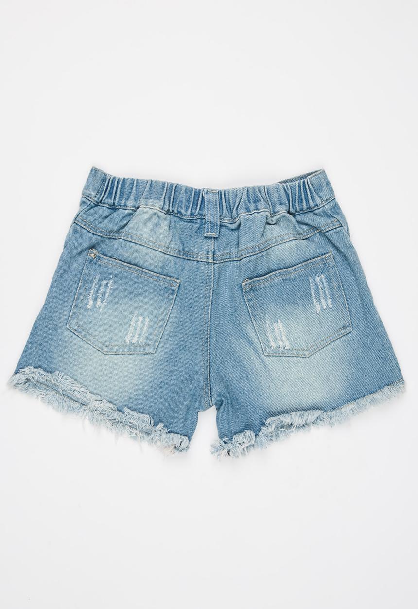 Pop Candy - Rose Embroidered Shorts Blue