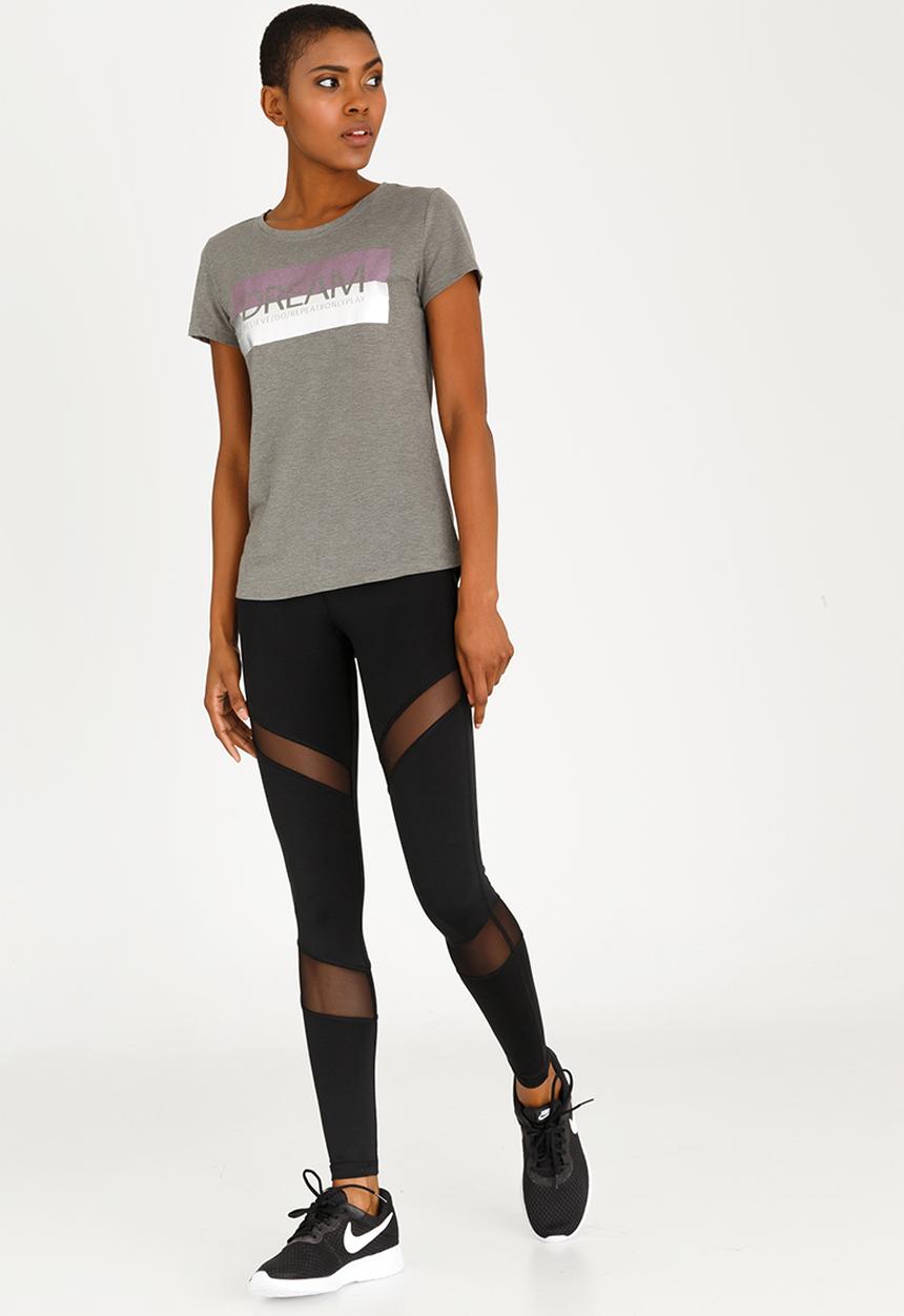 ONLY Play - Maria Fitted Short Sleeve Tee Grey Melange