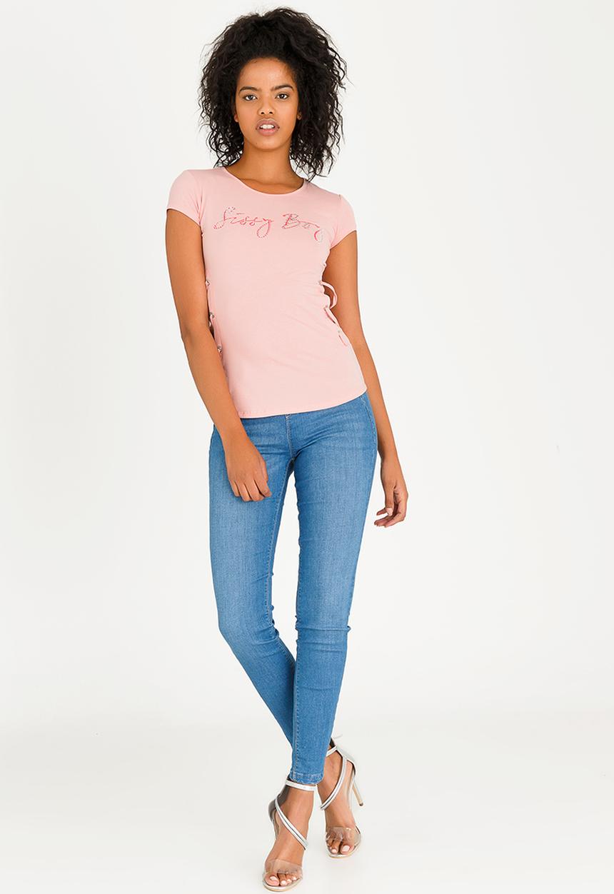 SISSY BOY - Tele Lace-up Tee Pale Pink