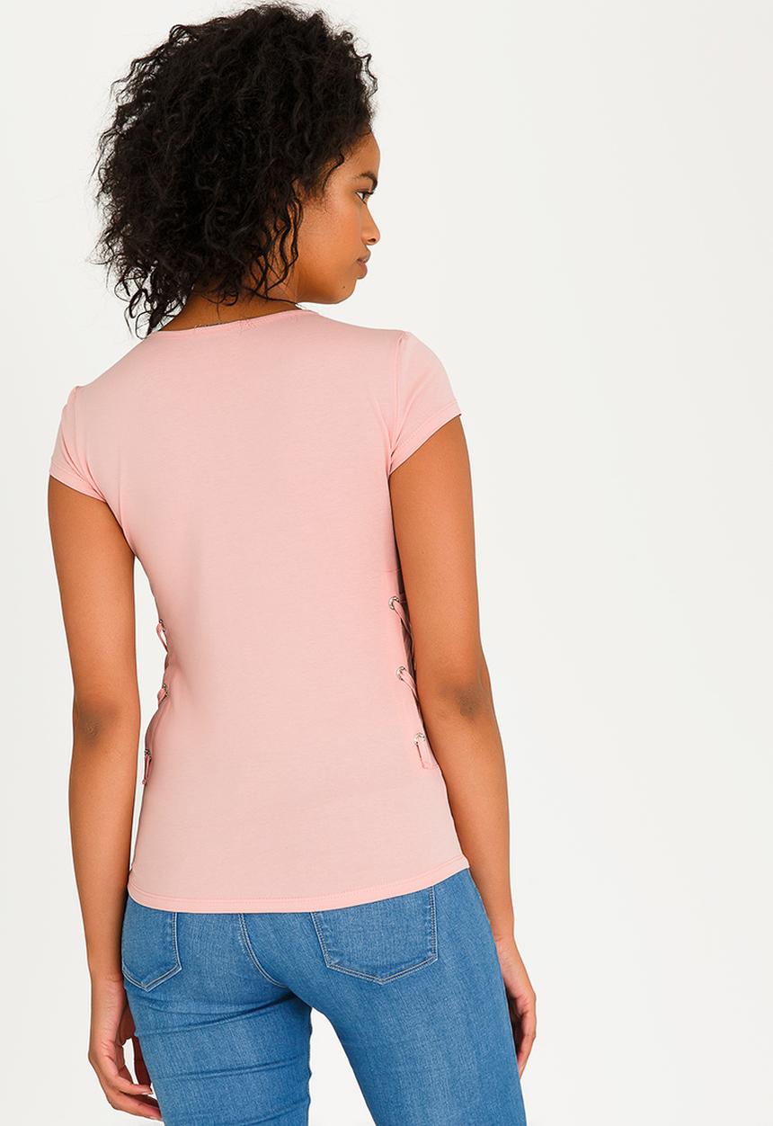 SISSY BOY - Tele Lace-up Tee Pale Pink