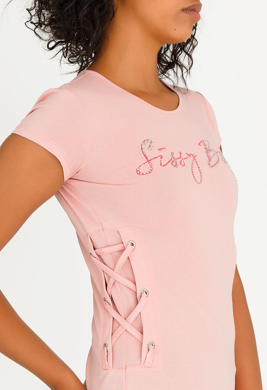 SISSY BOY - Tele Lace-up Tee Pale Pink