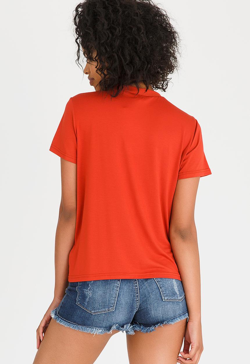 c(inch) - Choker Neckline T-shirt Rust