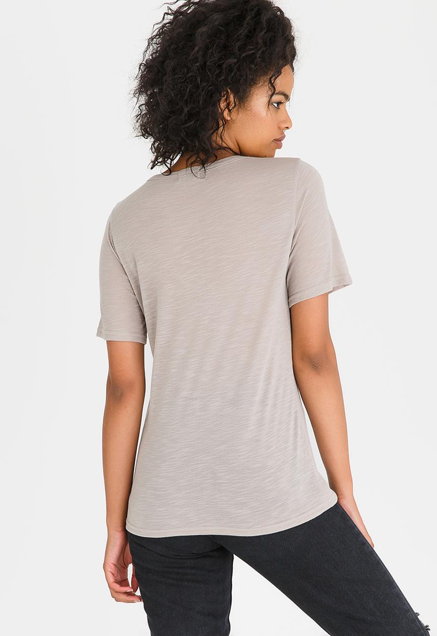 c(inch) - Lace-Up Choker Detail Tee Stone