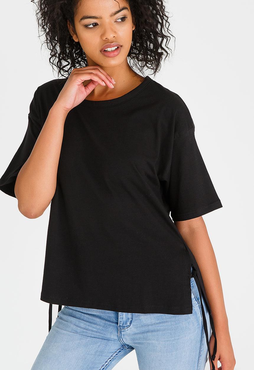c(inch) - Side Tie T-shirt Black