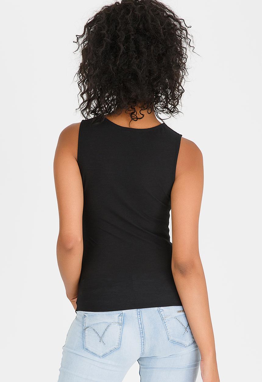 SISSY BOY - Lace-up Detail Top Black