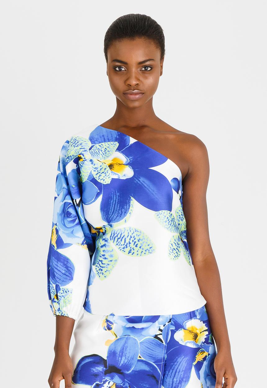 RUFF TUNG - Tulip One Shoulder Top Blue
