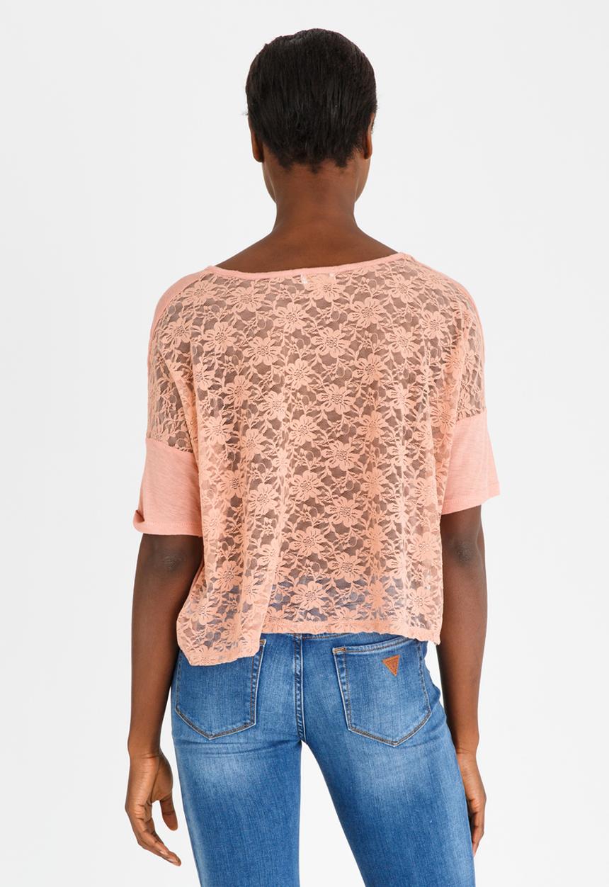 edit - Lace Detail Top Mid Pink