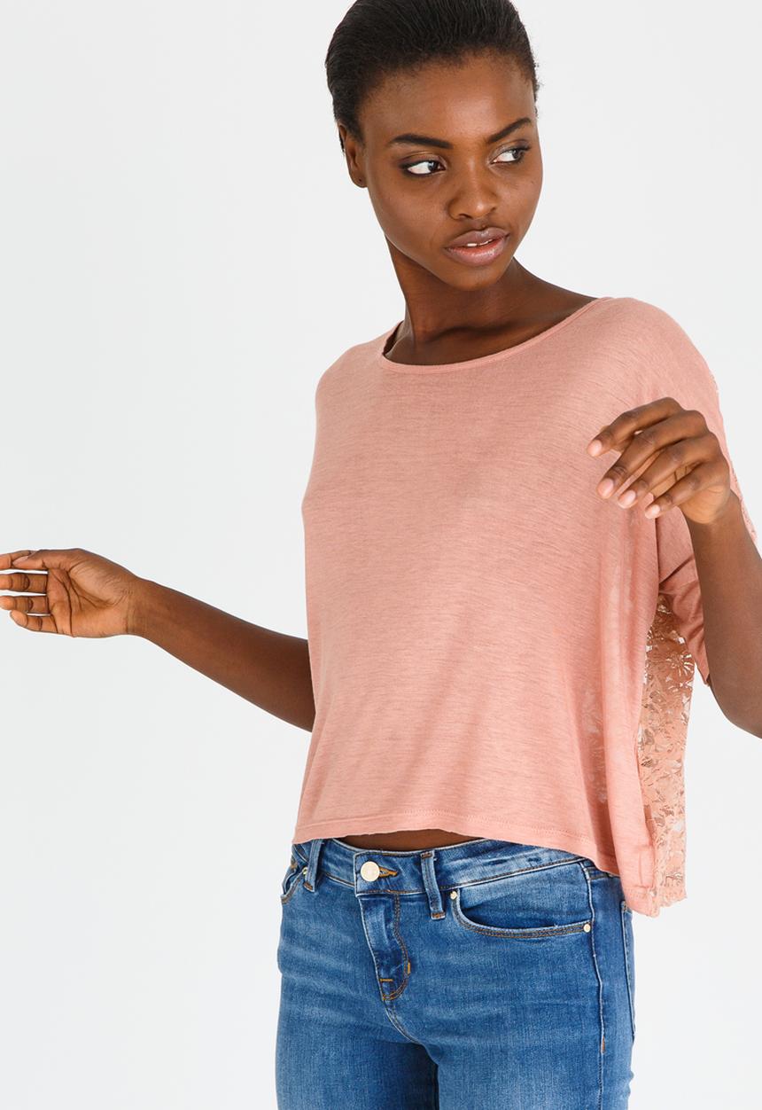 edit - Lace Detail Top Mid Pink