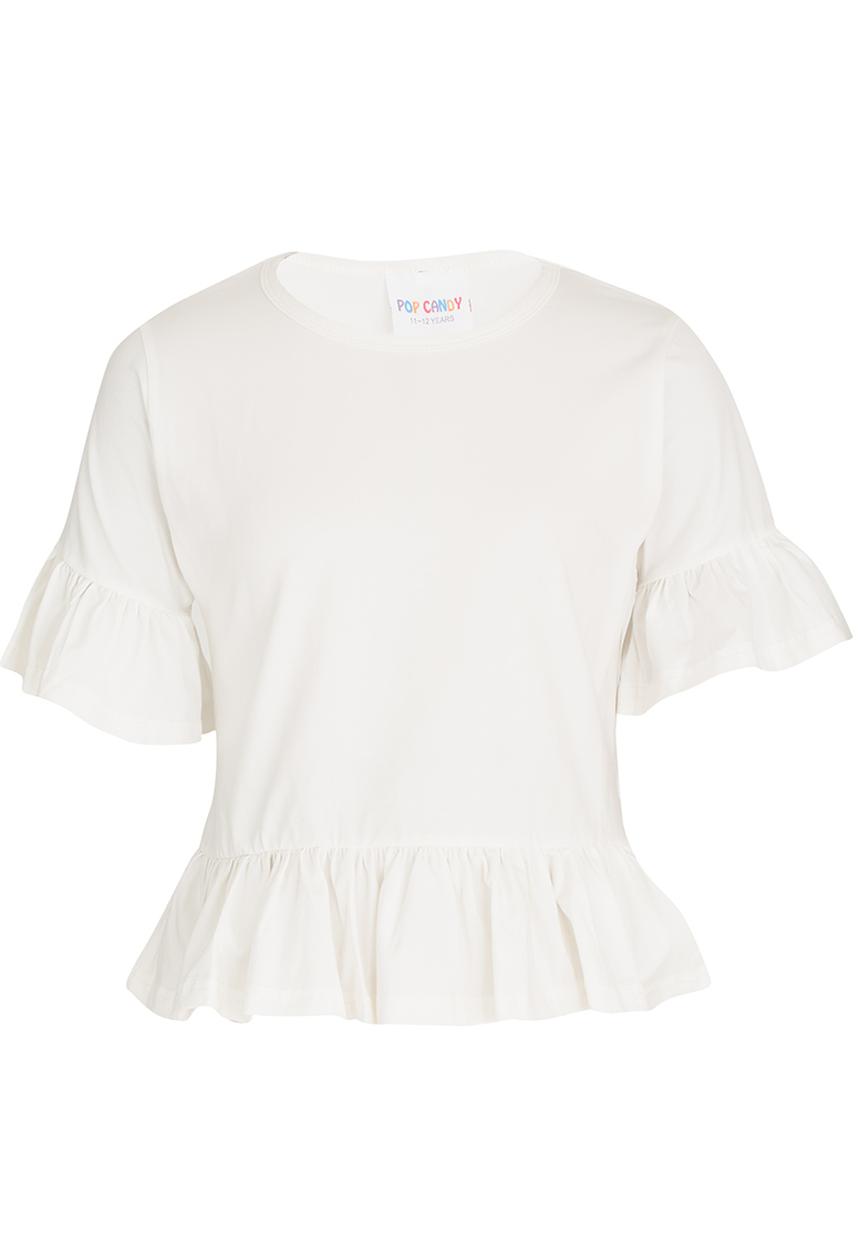Pop Candy - Girls Frill Top White
