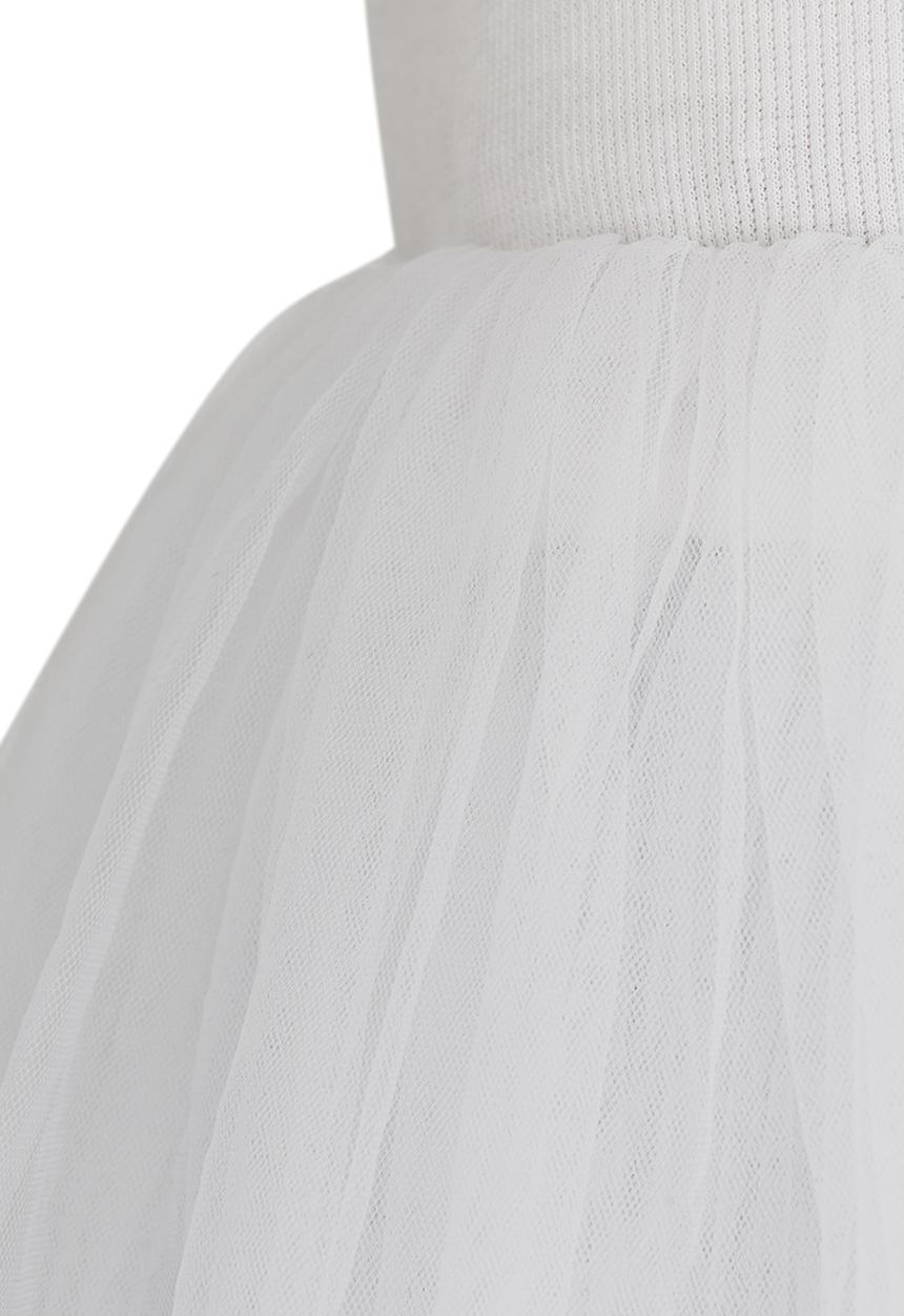 Pop Candy - Girls Tulle Combo Dress White