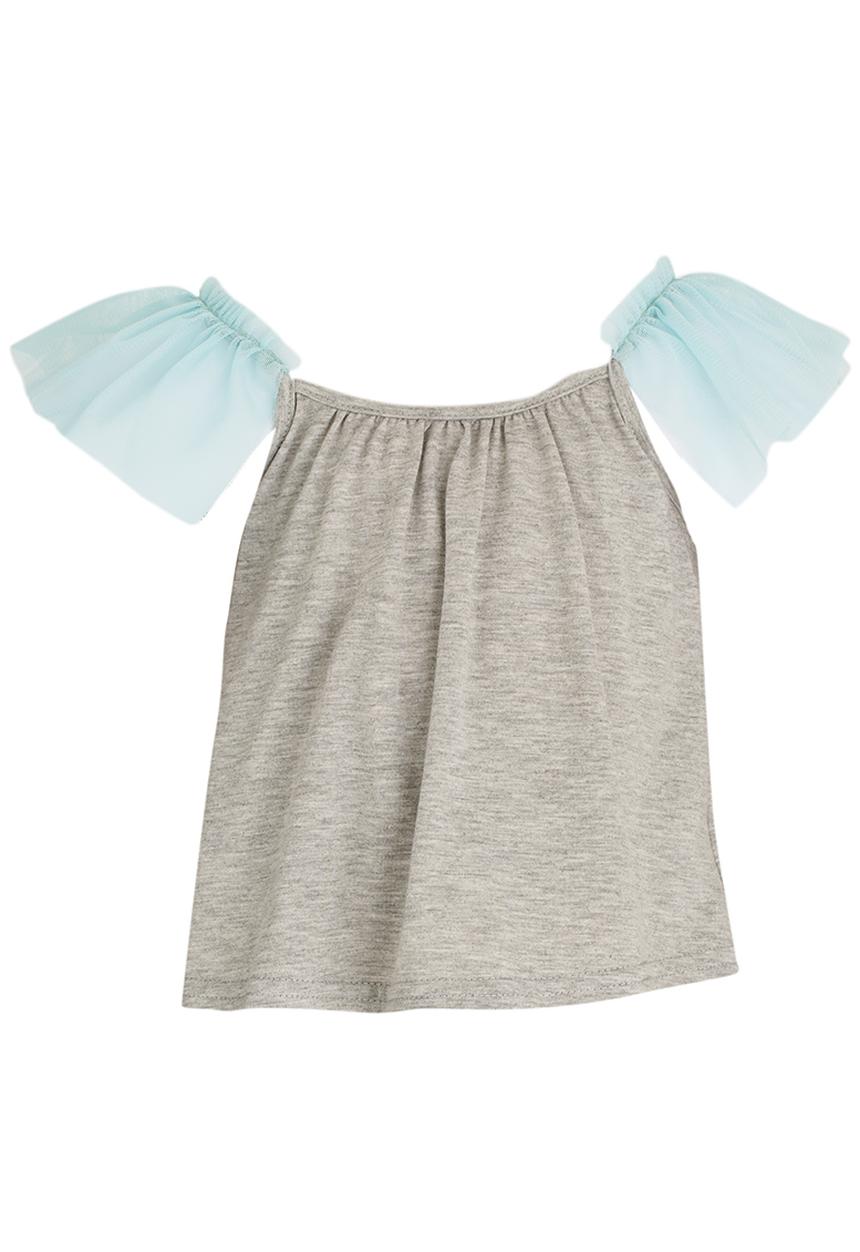 See-Saw - Spaghetti Top With Mesh Frill Grey