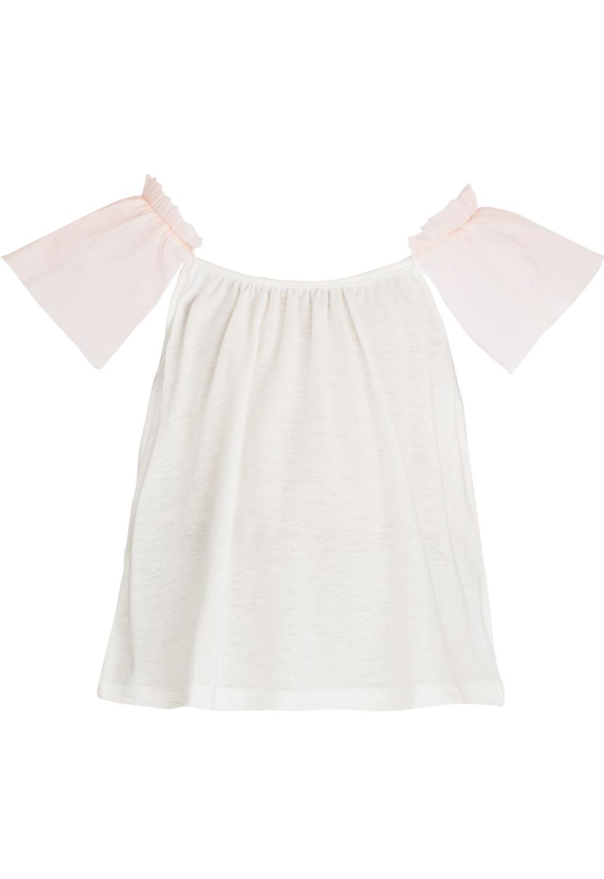 See-Saw - Spaghetti Top With Mesh Frill Milk