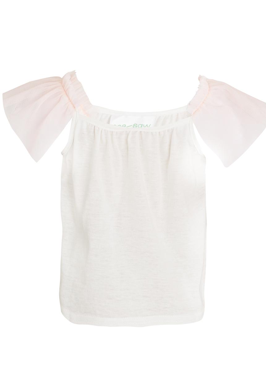 See-Saw - Spaghetti Top With Mesh Frill Milk
