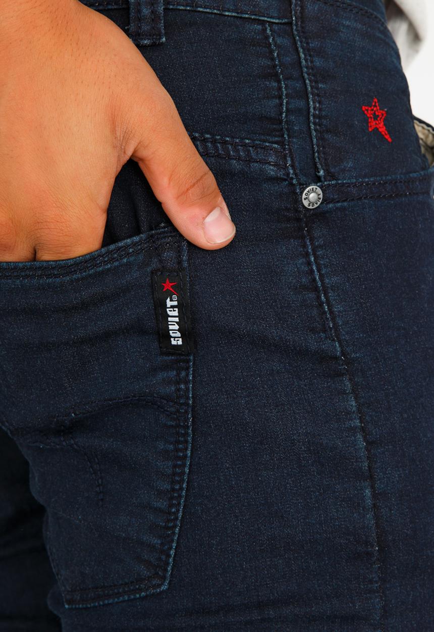 SOVIET - Wolfsburg Slim Leg Knitted Jolt Denim Blue