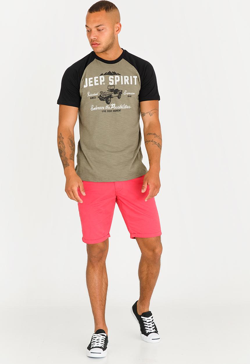 JEEP SPIRIT - Raglan Sleeve Printed Tee Khaki Green