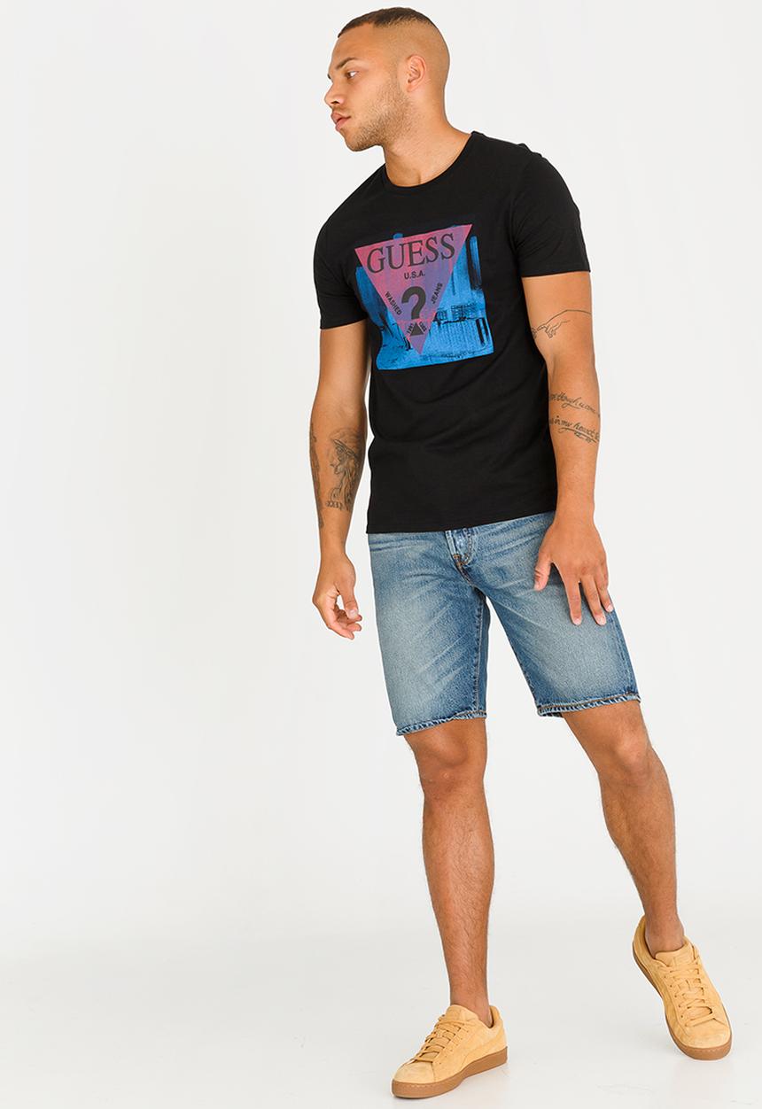 GUESS - Basic Pop Colour Logo Crew Tee Black