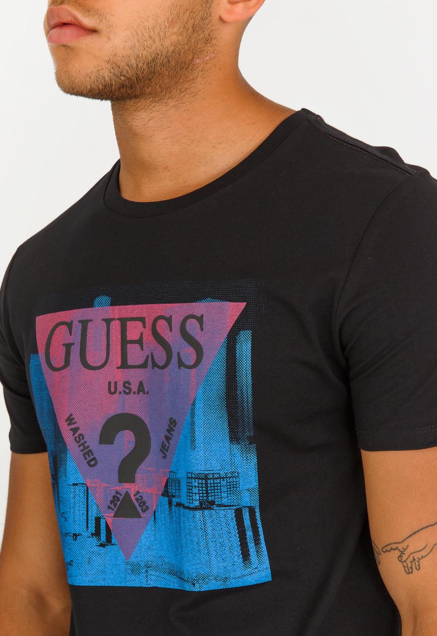 GUESS - Basic Pop Colour Logo Crew Tee Black