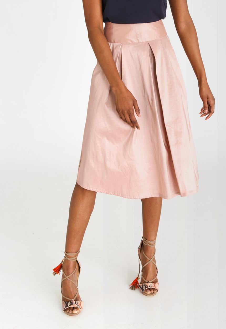 edit - High Waisted Fit and Flare Skirt Pale Pink