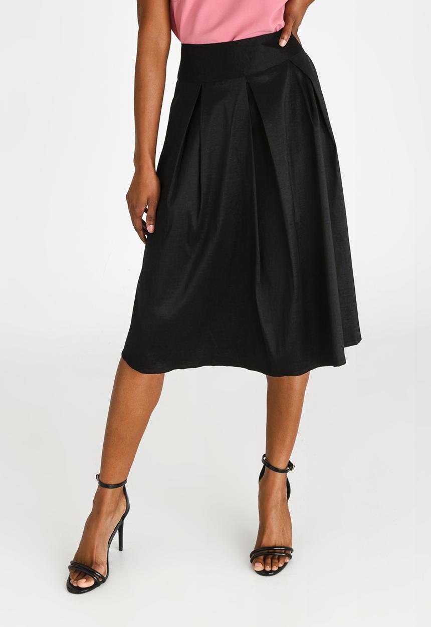 edit - High Waisted Fit and Flare Skirt Black