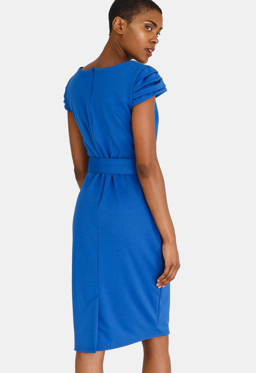 edit - Fitted Dress with Belt Blue