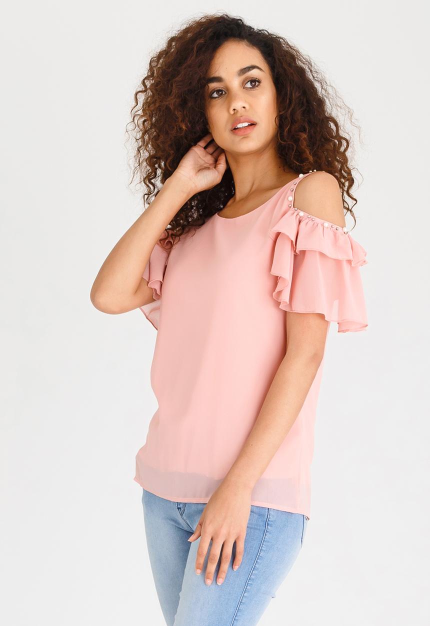edit - Tier Blouse with Frill Pale Pink