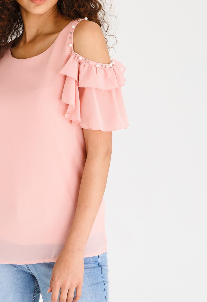 edit - Tier Blouse with Frill Pale Pink