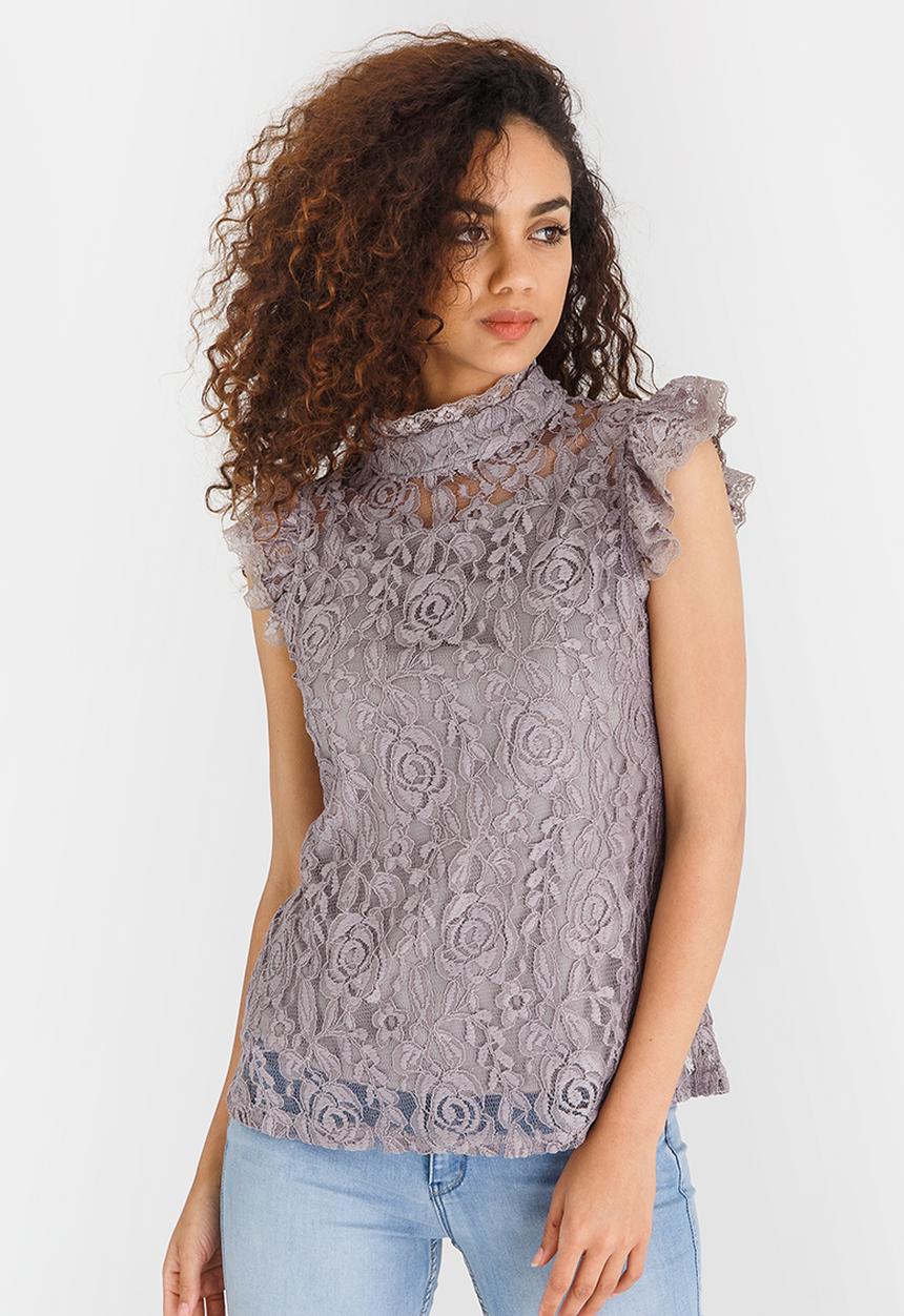 edit - Lace Top with Inner Cami Taupe