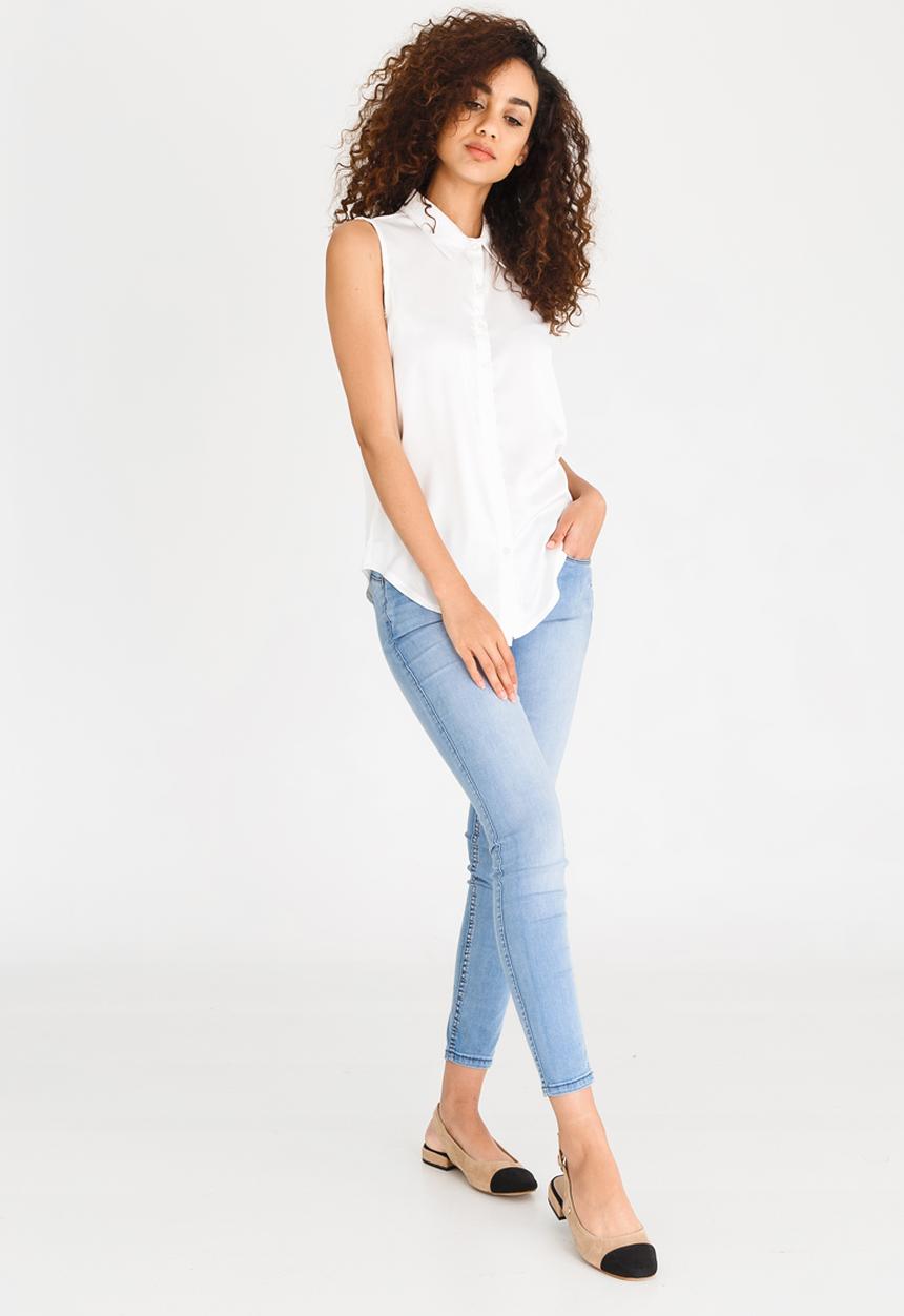 edit - Sleeveless Button Down Shirt Cream