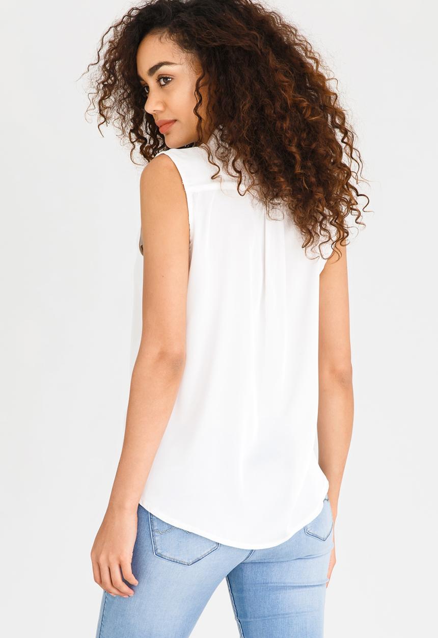edit - Sleeveless Button Down Shirt Cream