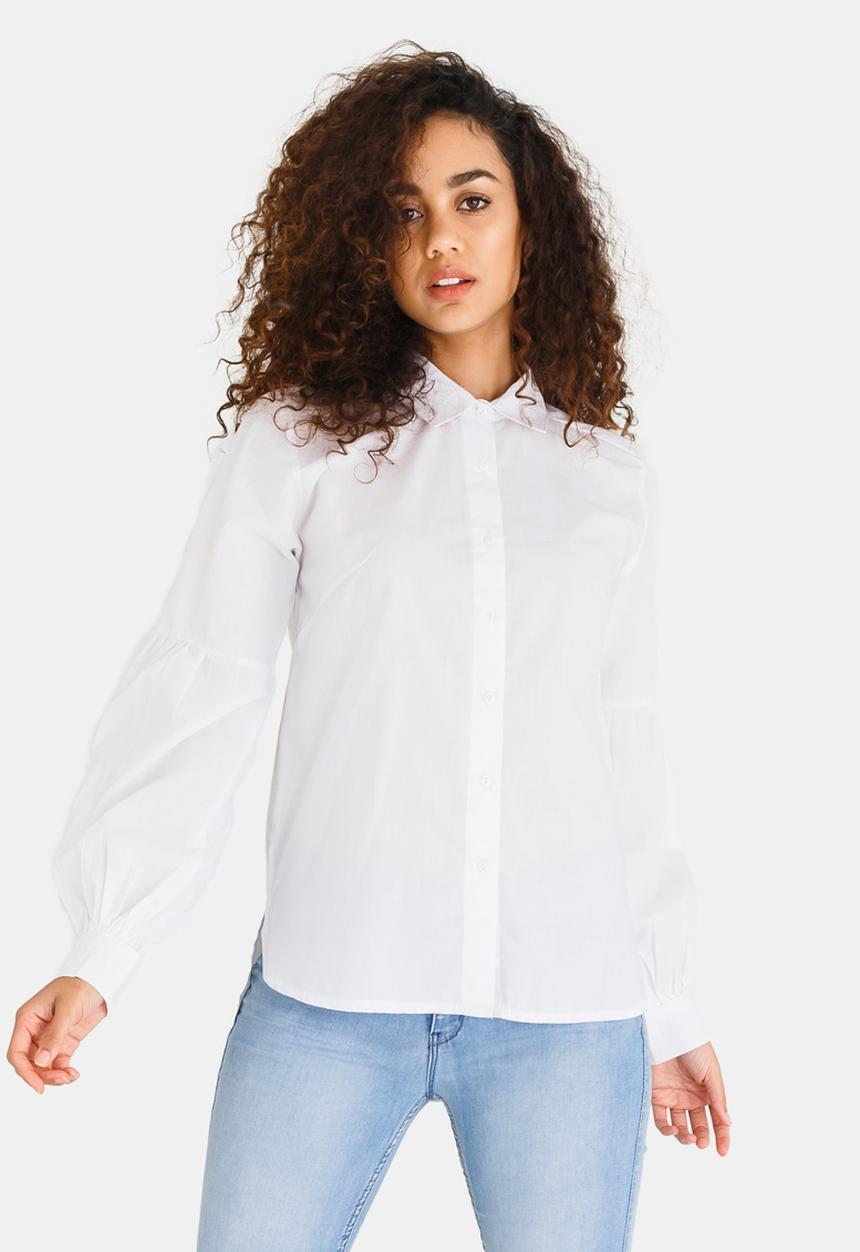 edit - Longsleeve Shirt with Sleeve Detail White
