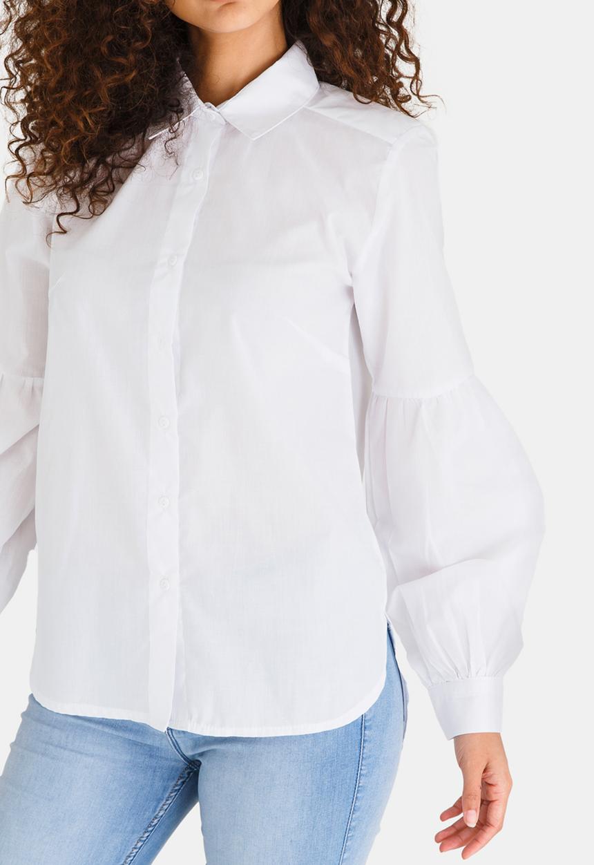 edit - Longsleeve Shirt with Sleeve Detail White