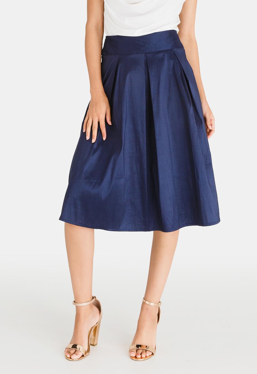 edit - High Waisted Fit and Flare Skirt Navy