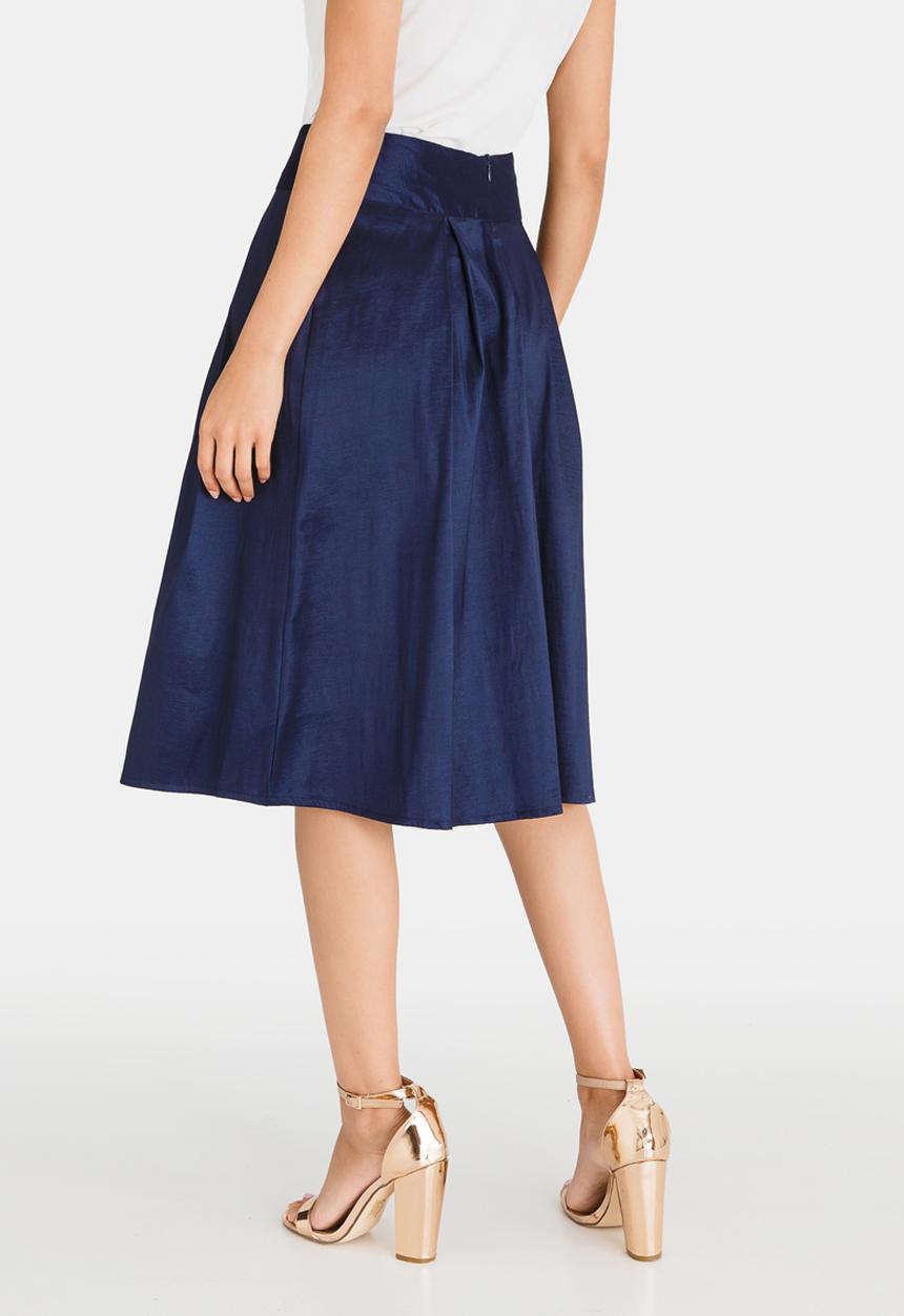 edit - High Waisted Fit and Flare Skirt Navy