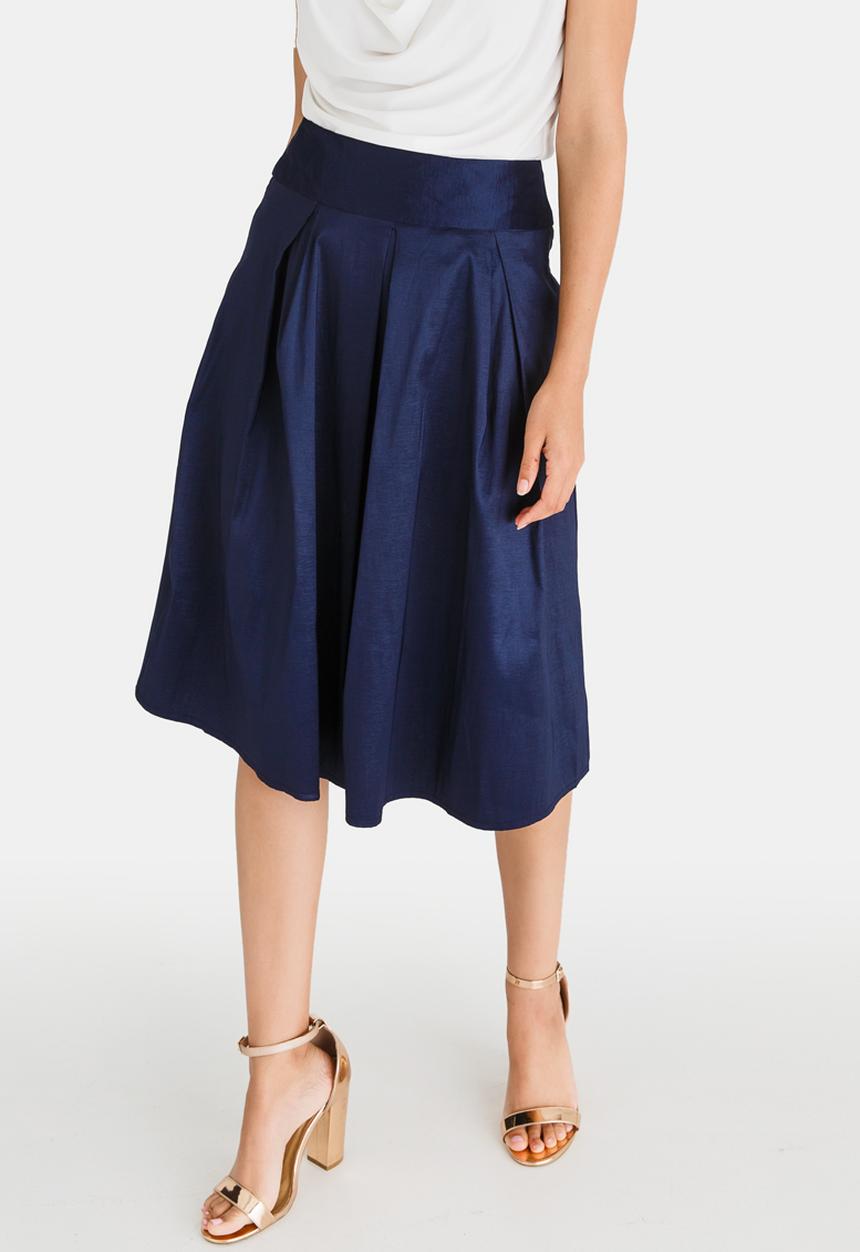 edit - High Waisted Fit and Flare Skirt Navy