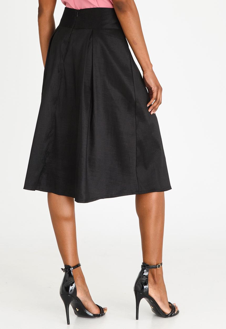 edit - High Waisted Fit and Flare Skirt Black