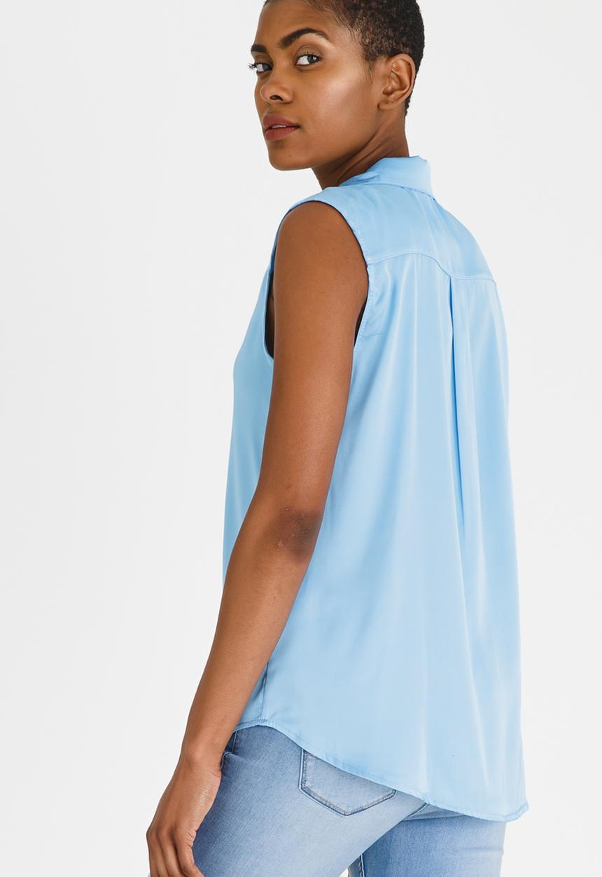 edit - Sleeveless Button Down Shirt Pale Blue