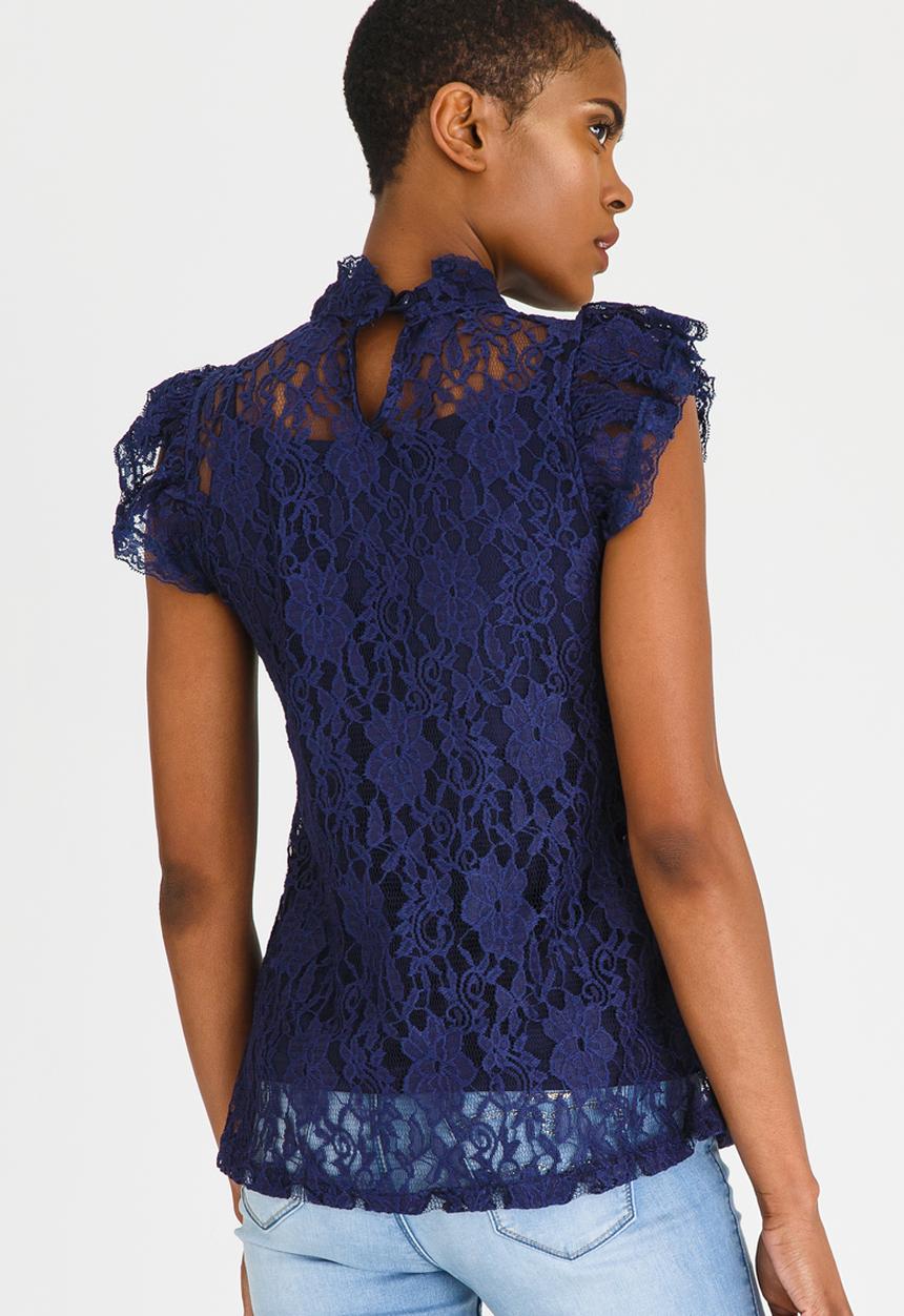 edit - Lace Top with Inner Cami Navy