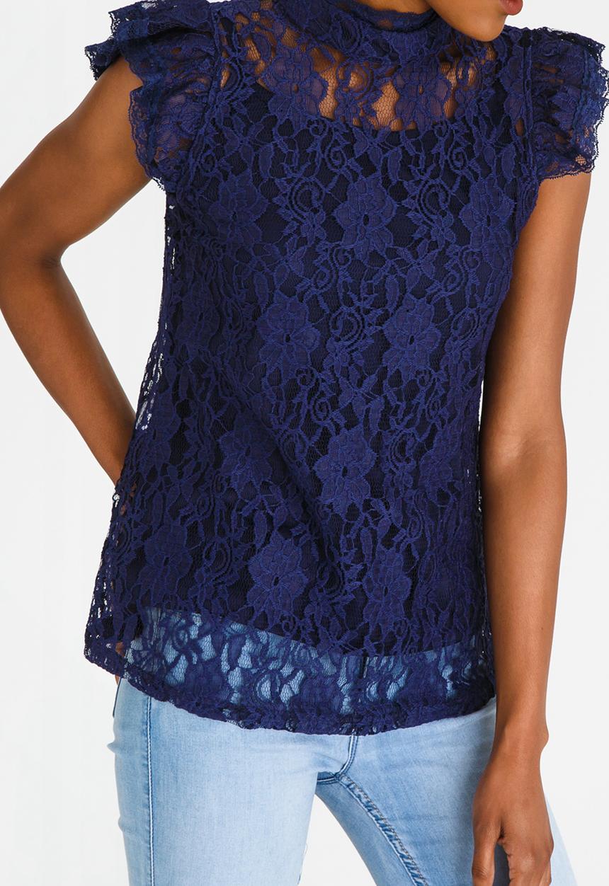 edit - Lace Top with Inner Cami Navy