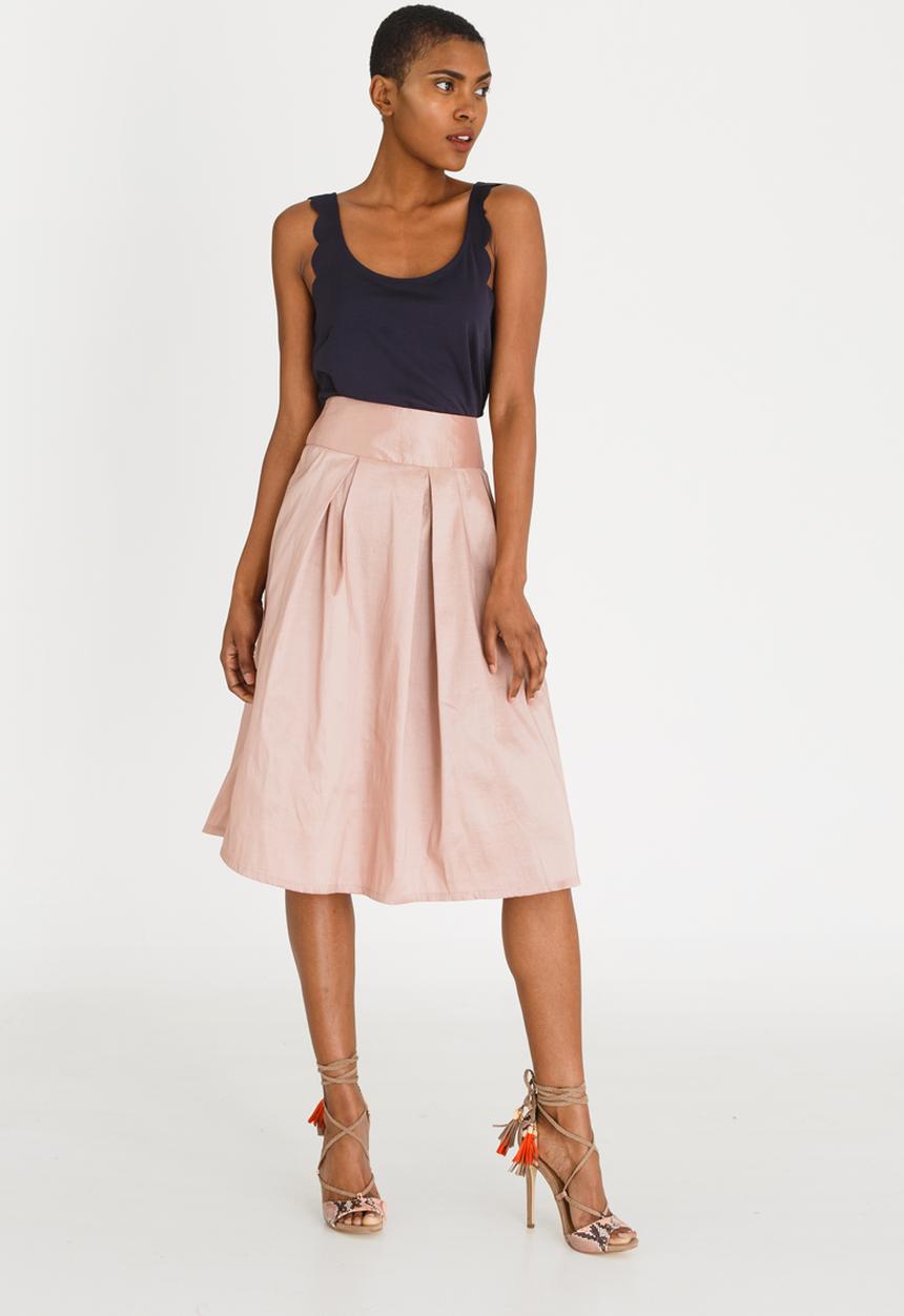 edit - High Waisted Fit and Flare Skirt Pale Pink