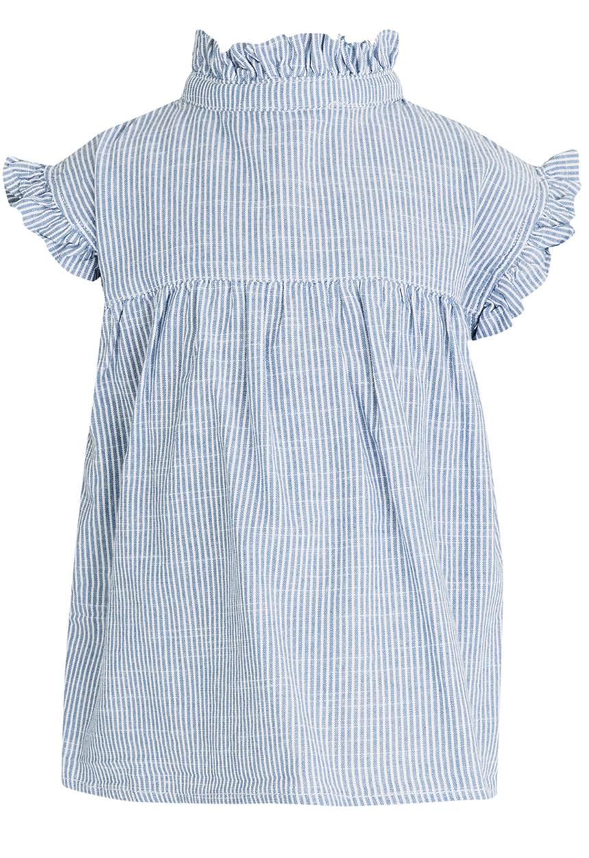 Name It - Ruffle Neck Blouse Pale Blue