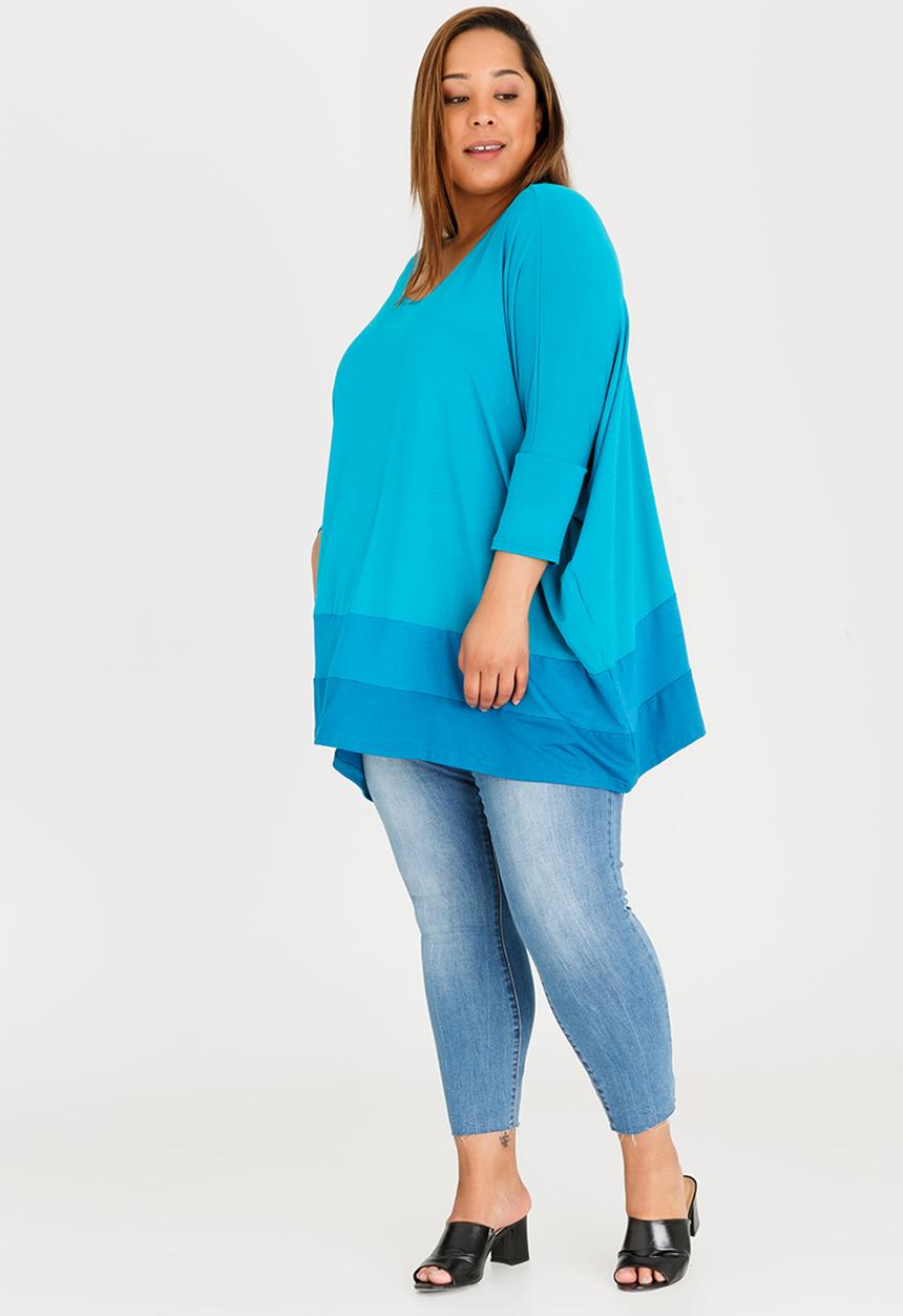 edit Plus - Colour Block Tunic Mid Blue
