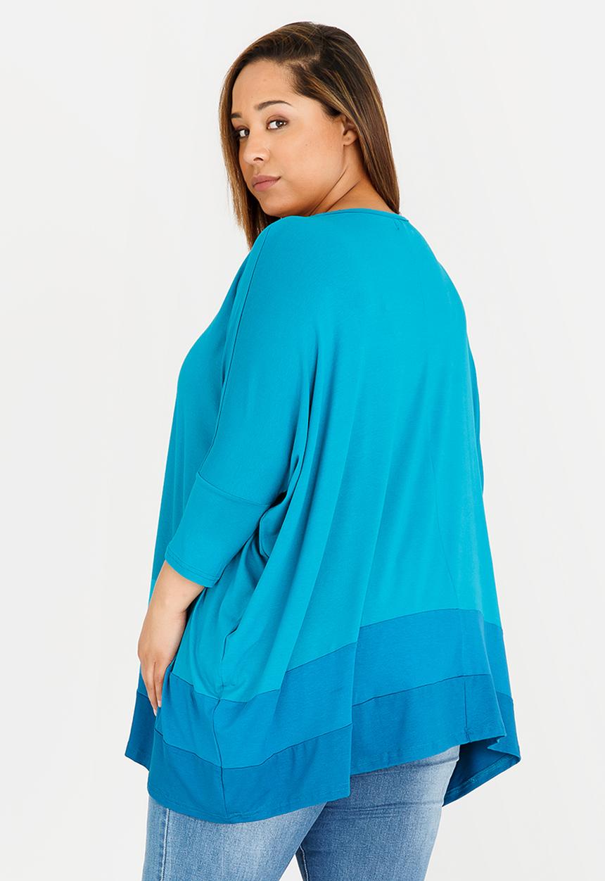 edit Plus - Colour Block Tunic Mid Blue